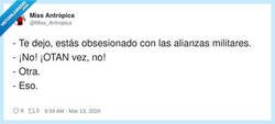 Enlace a Yo intentando dejar de hacer chistes de la OTAN, pero la vida me da munición, por @Miss_Antropica