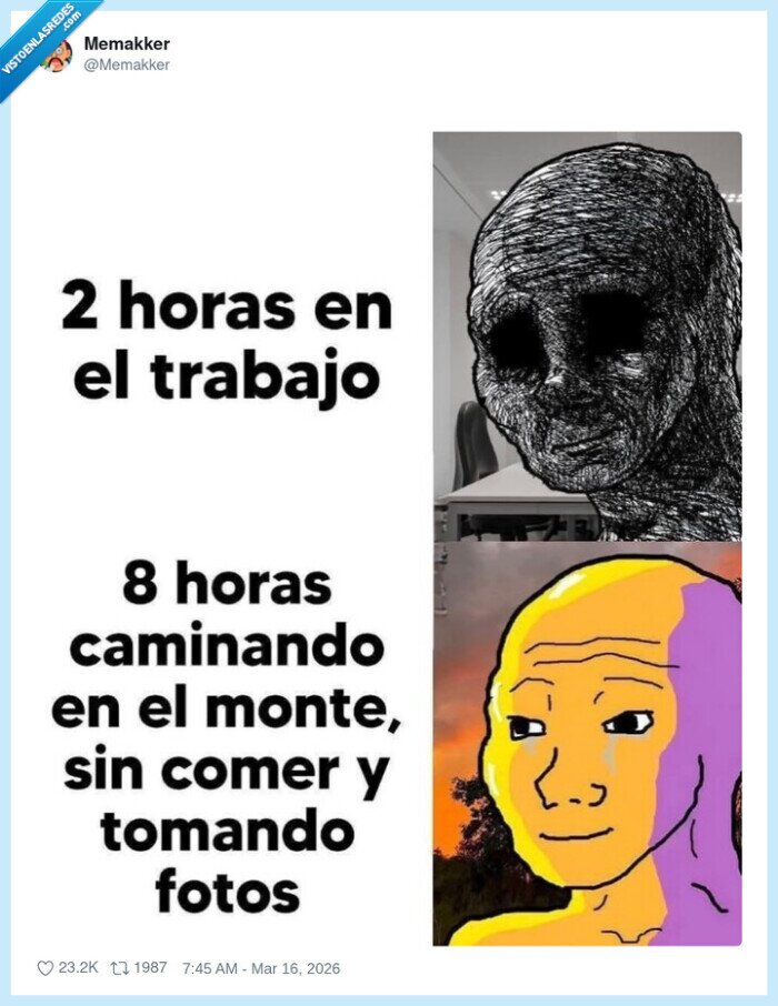 1720332 - En la oficina me muero; en el monte me llamo “experiencia revitalizante”, por @Memakker