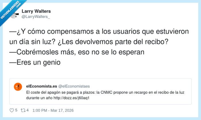 1720359 - Un día sin luz y encima nos lo financiáis: servicio completo, por @LarryWalters_