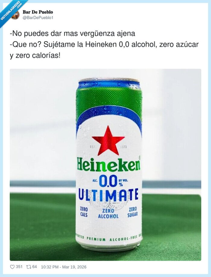 Heineken00,CervezaSinAlcohol,ZeroCalor&iacute;as,Verg&uuml;enzaAjena,BebidaSaludable