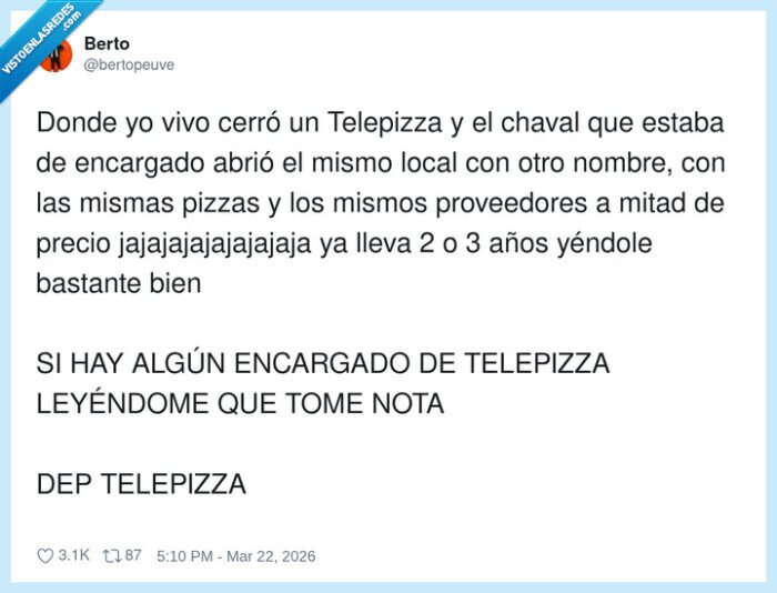 Telepizza,pizzer&iacute;a,encargado,competencia,barato