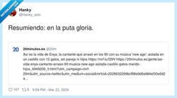 Enlace a Enya viviendo en un castillo con 12 gatos y yo discutiendo con Vodafone por 3€, por @Hanky_solo