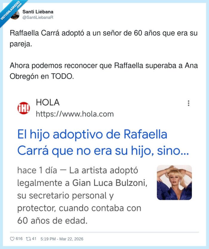 Raffaella,Obreg&oacute;n,adopci&oacute;n,prensa,cotilleo