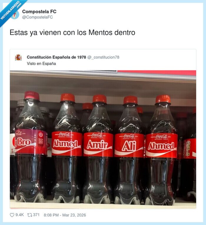 CocaCola,Mentos,Espa&ntilde;a,Nombres,Reacci&oacute;n