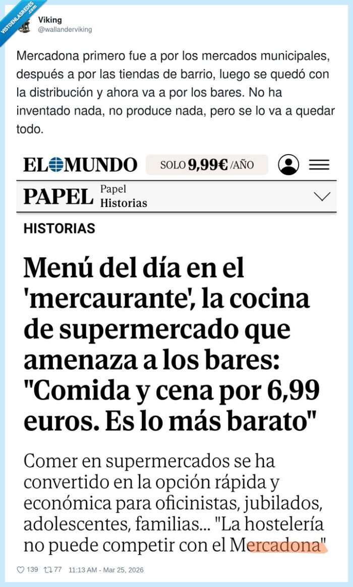 Mercadona,bares,men&uacute;,precios,hosteler&iacute;a