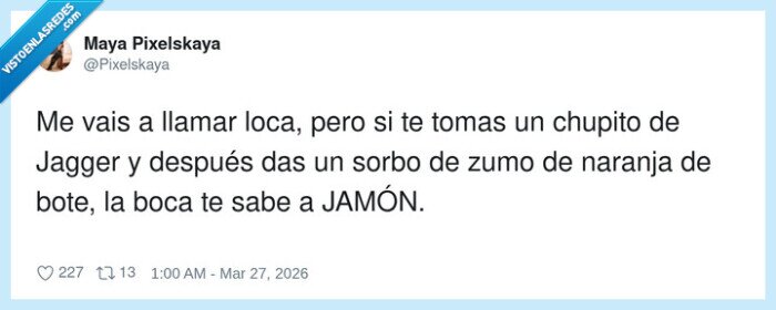 Jagger,zumo,naranja,sabor,jam&oacute;n