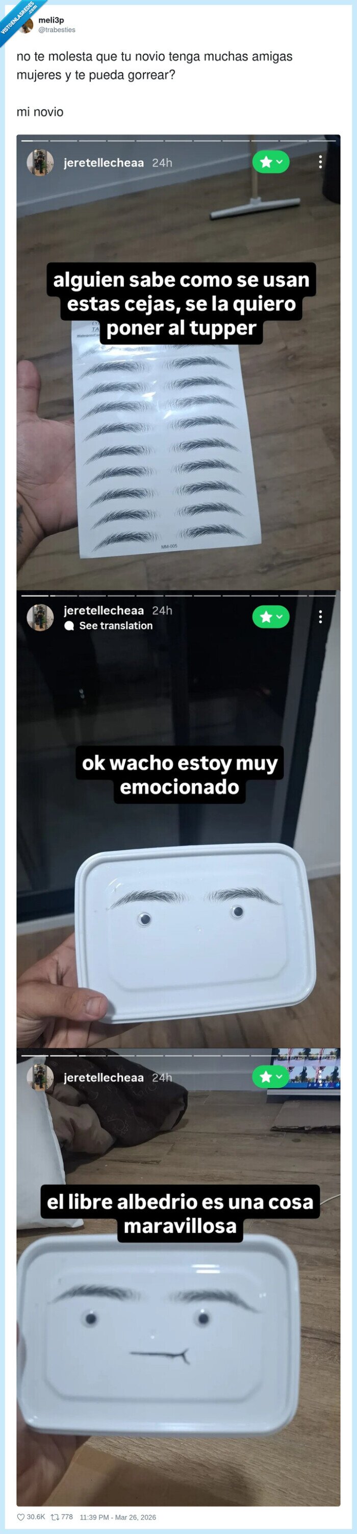 cejas,tupper,libre,albedrio,emocionado