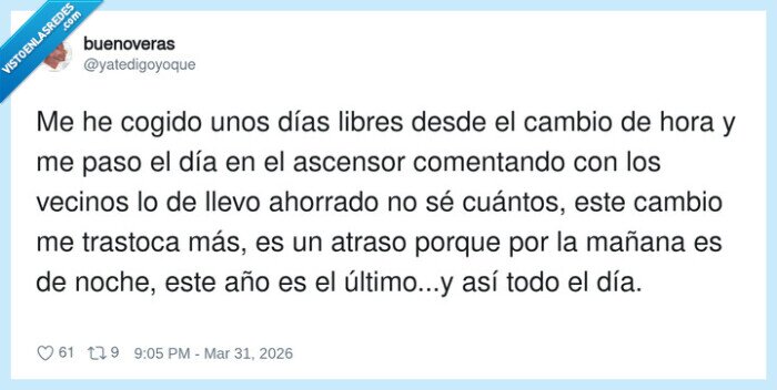 cambio_hora,d&iacute;as_libres,ascensor,vecinos,atraso