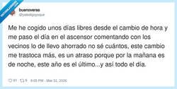 Enlace a Yo dándoles contenido en el ascensor por el cambio de hora
