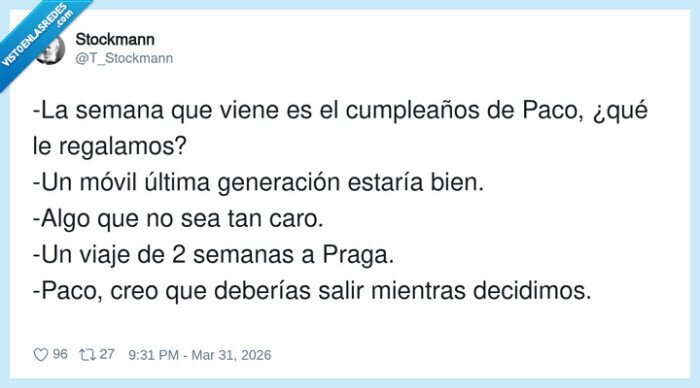 cumplea&ntilde;os,regalos,amigos,presupuesto,Praga