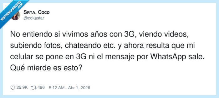 1723249 - El 3G antes: Netflix. El 3G ahora: ni un “hola” sale, por @cokastar