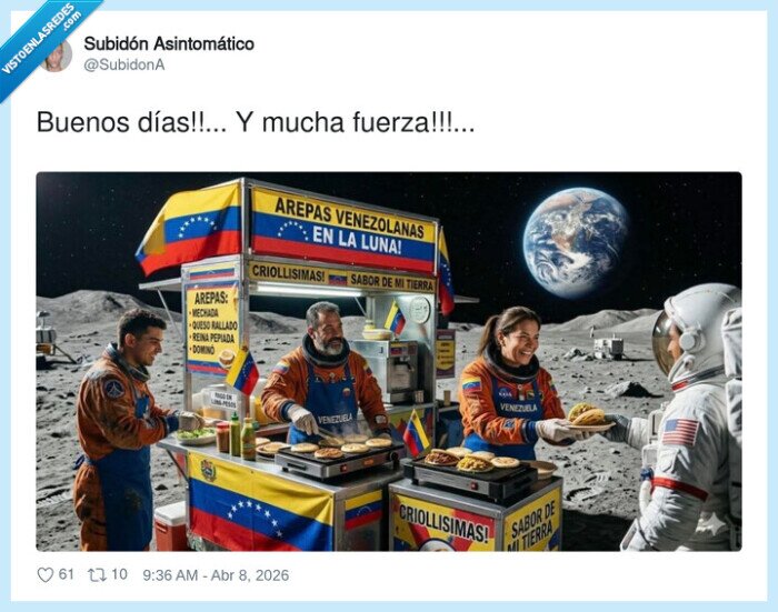 arepas,Luna,astronautas,Venezuela,puestos