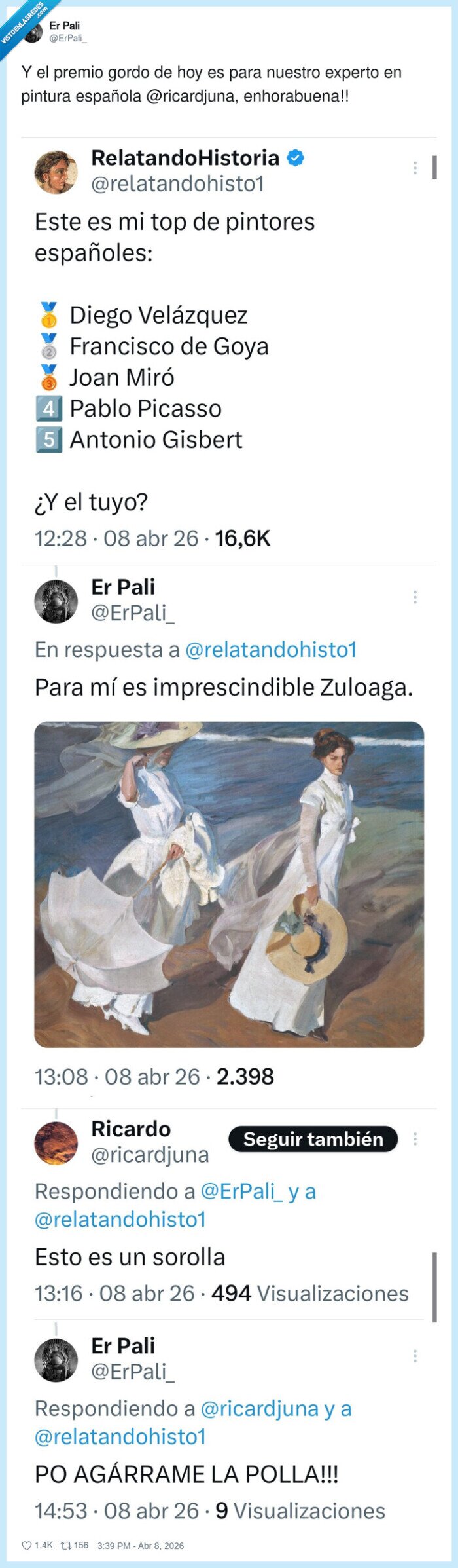 pinturaespa&ntilde;ola,velazquez,sorolla,zuloaga,artehumor