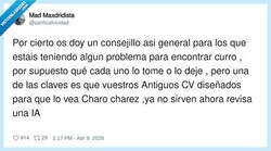Enlace a Tu CV no tiene que convencer a Charo de RRHH, tiene que caerle bien al robot, por @santicalvicidad