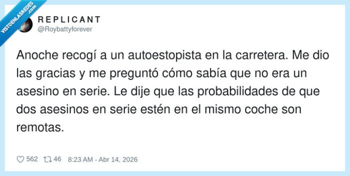 autoestopista,asesino,probabilidad,carretera