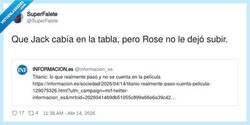 Enlace a O sea, que el iceberg fue lo de menos: lo grave era Rose con complejo de portera, por @SuperFalete