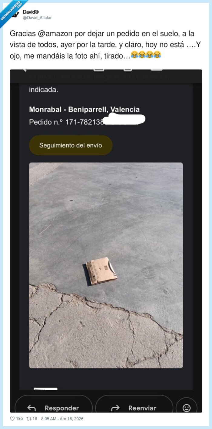 Amazon,paquete,entrega,suelo,falta