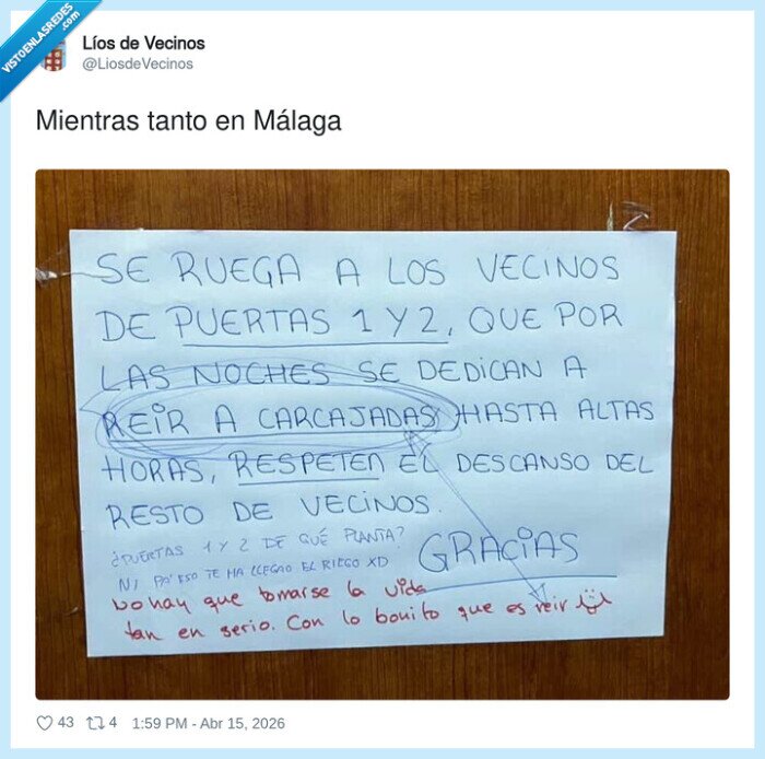 vecinos,ruido,noche,reclamacion,carcajadas