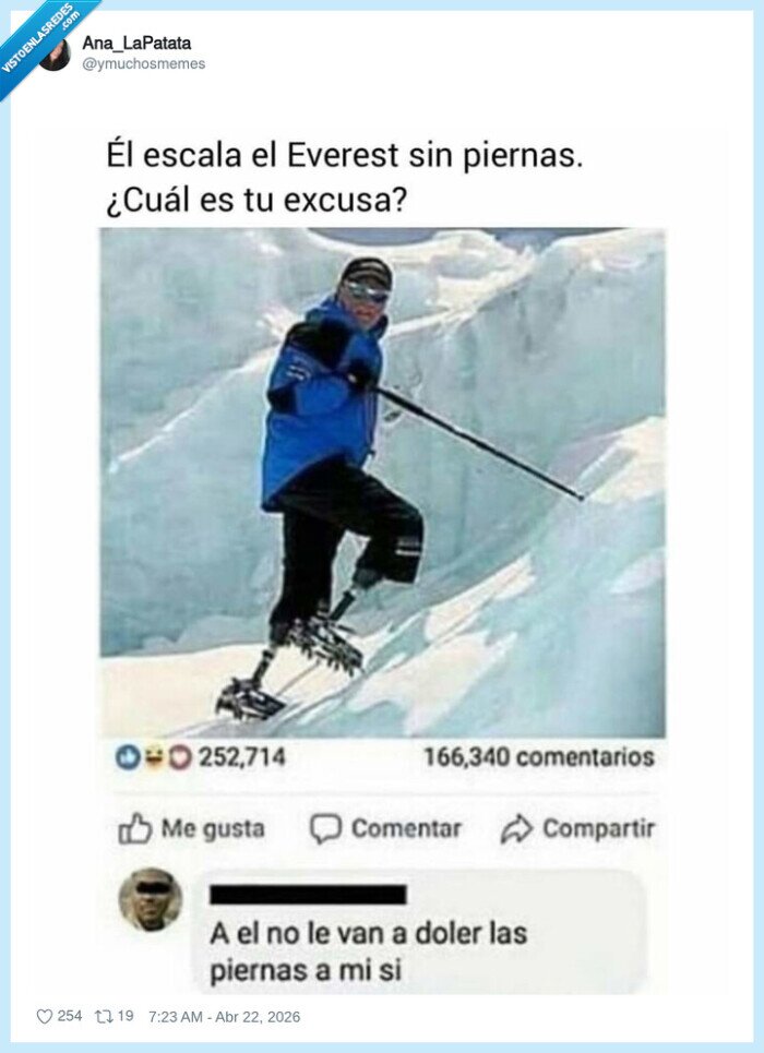 Everest,protesis,escalada,dolor,excusa