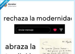 Enlace a Ni un DM: si me quieres, me lo escribes en cursiva y con sello, por @Memakker