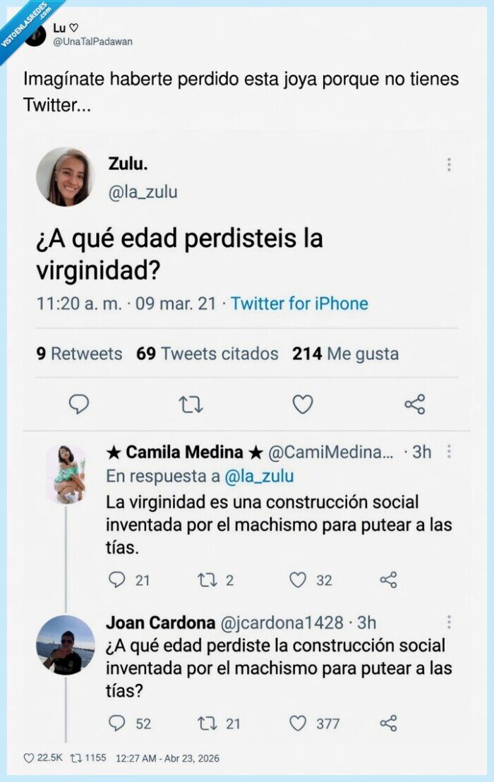 twitter,virginidad,machismo,respuesta,debate
