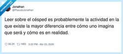 Enlace a Leer en el césped: en mi cabeza es Pinterest, en la vida real es picor de culo y una hormiga en el ojo, por @PseudoJonathan