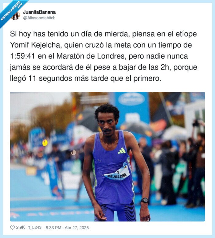 marat&oacute;n,londres,yomif kejelcha,1h59m41s,11segundos