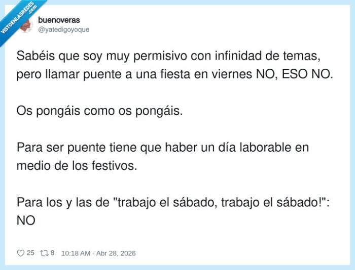 puente,fiesta,viernes,trabajo,s&aacute;bado