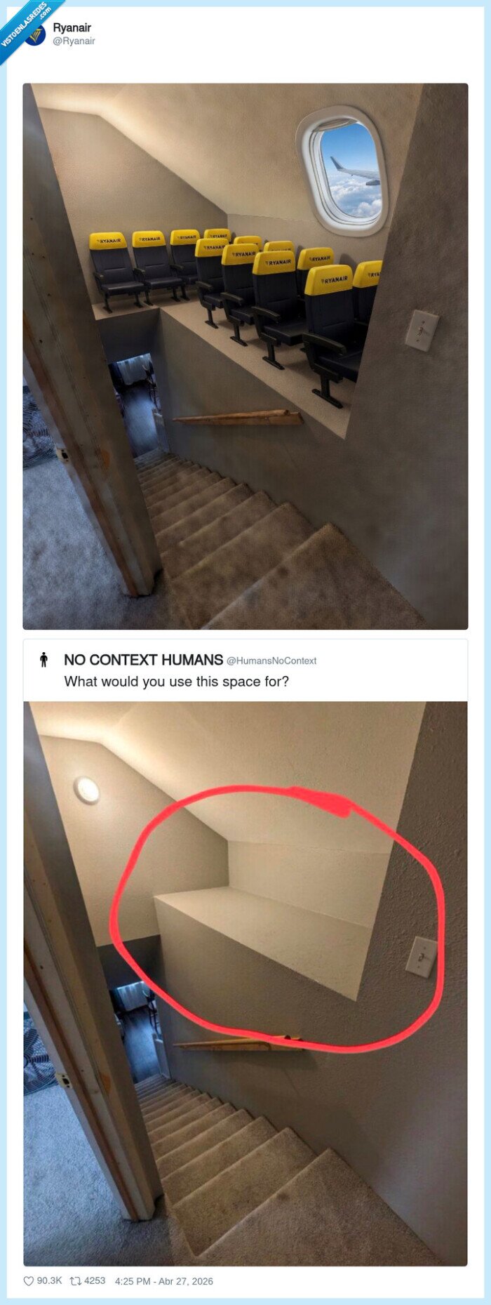 avion,asientos,escaleras,broma,Ryanair