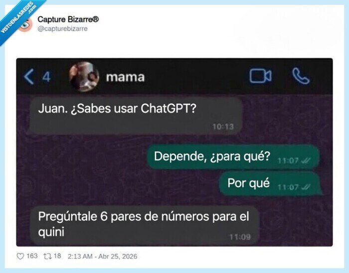 whatsapp,madre,chatgpt,loter&iacute;a,quiniela