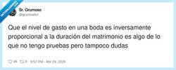 Enlace a Cuanto más cara la boda, más corto el «para siempre», por @grumositor