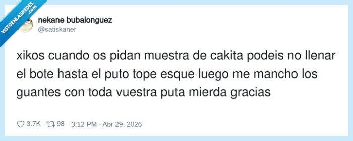 cakita,muestra,guantes,manchar,solicitud