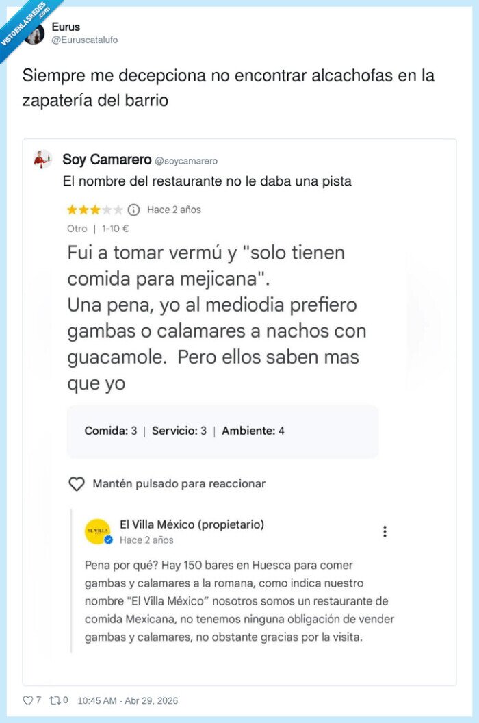 rese&ntilde;as,restaurante,verm&uacute;,Huesca,quejas