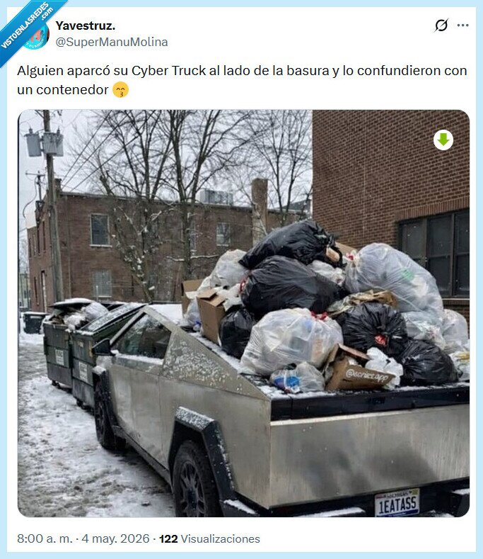 cyber truck,elon musk,contenedor,basura