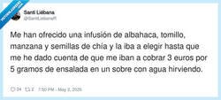 Enlace a Me han cobrado 3€ por un té que básicamente es una ensalada, por @SantiLiebanaR