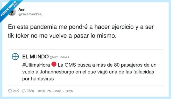 hantavirus,OMS,pasajeros,vuelo,Johannesburgo