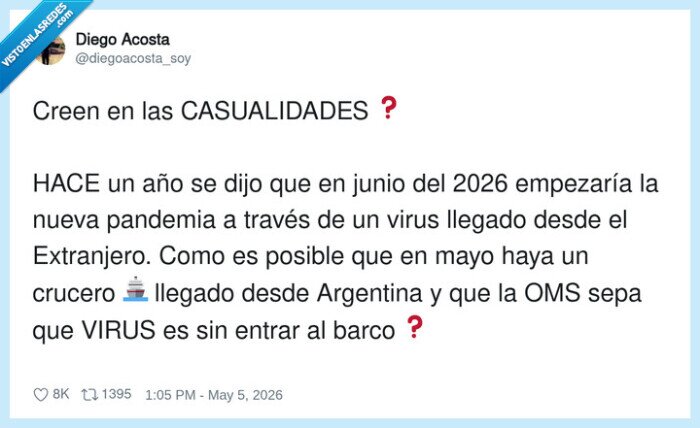 pandemia,2026,cruceiro,OMS,casualidad,hantavirus