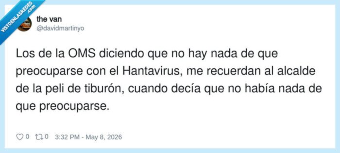 OMS,hantavirus,tibur&oacute;n,tranquilidad,alerta