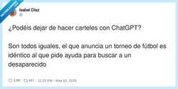 Enlace a Si el cartel vale para un torneo y para un desaparecido, igual el desaparecido es el amor propio, por @