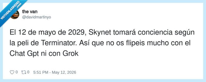 1728790 - El 12 de mayo de 2029 es cuando empieza el modo Terminator, por @davidmartinyo