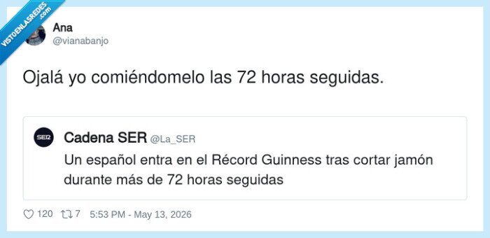 1729225 - Yo también aguanto 72 horas… pero solo si es comiéndome el jamón, no cortándolo, por @vianabanjo