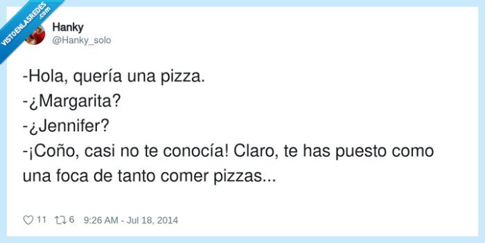 pizza,Margarita,Jennifer,comer,foca