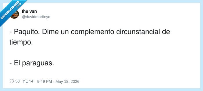 complemento,tiempo,paraguas,lengua,gram&aacute;tica
