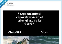 Enlace a ChatGPT: un bicho épico. Dios: toma, un pato y a funcionar, por @En_jupiter_