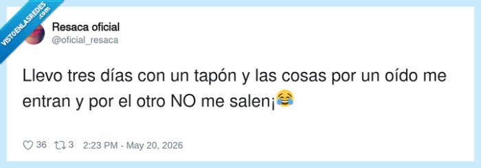 o&iacute;do,tap&oacute;n,sordera,resfriado,quejas