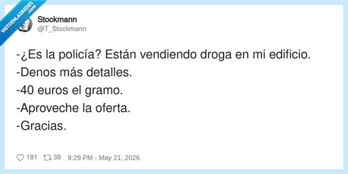 polic&iacute;a,drogas,oferta,edificio,whatsapp