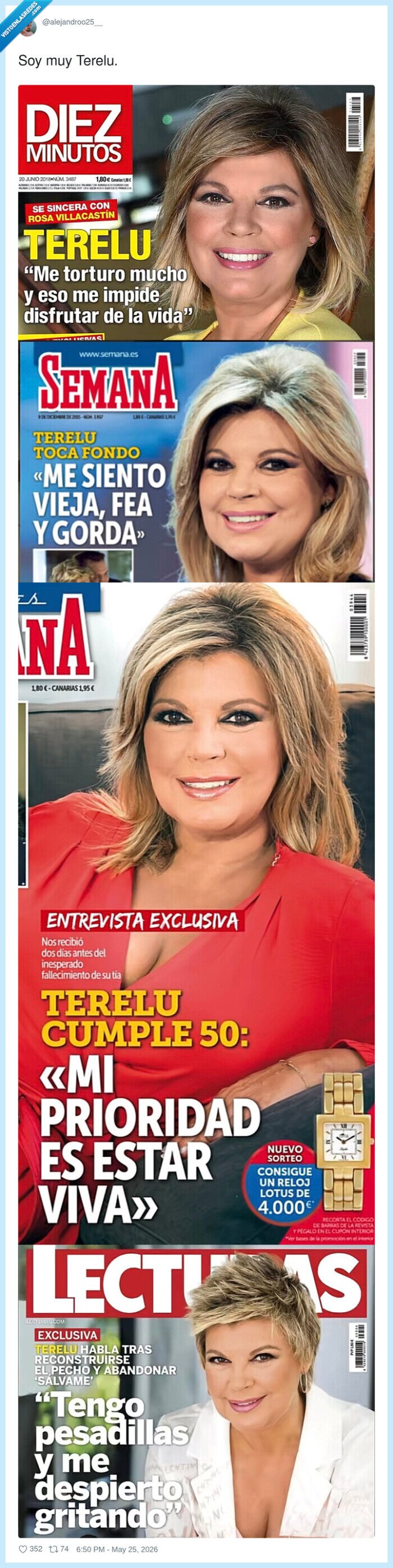 Terelu,entrevista,50a&ntilde;os,prioridad,vivir