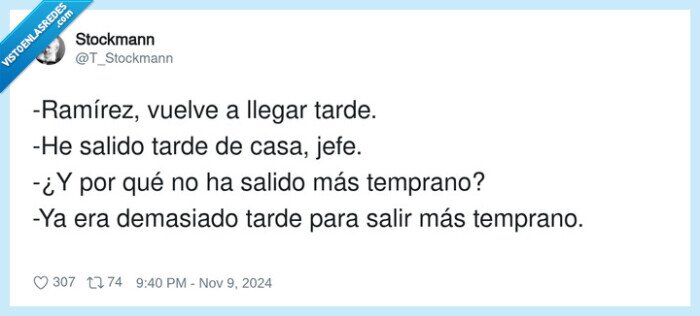 tardanza,oficina,jefe,excusa,lunes