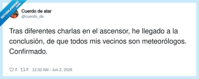 vecinos,ascensor,meteorolog&iacute;a,conversaci&oacute;n,confirmado