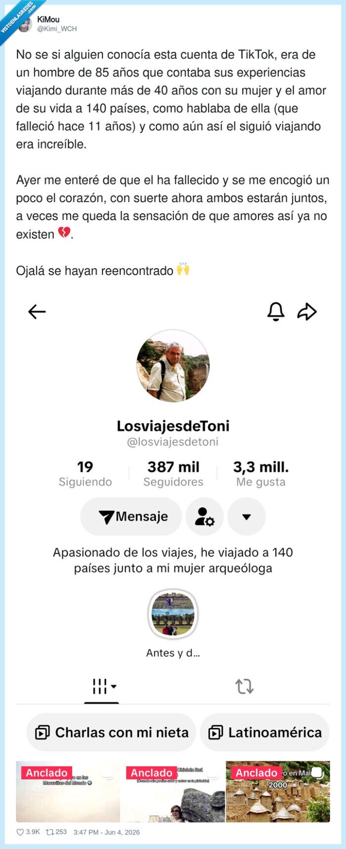 viajes,amor,TikTok,85a&ntilde;os,reencuentro